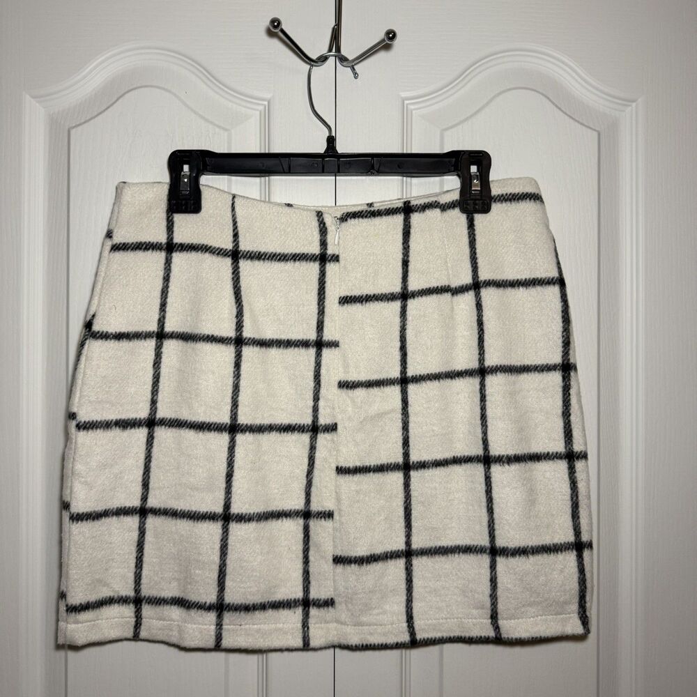 Women’s Altar’D State Cozy Black and White Grid Plaid Skirt Size Large - Picture 2 of 8